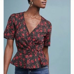 Anthropologie Meadow Rue Floral V Neck Top